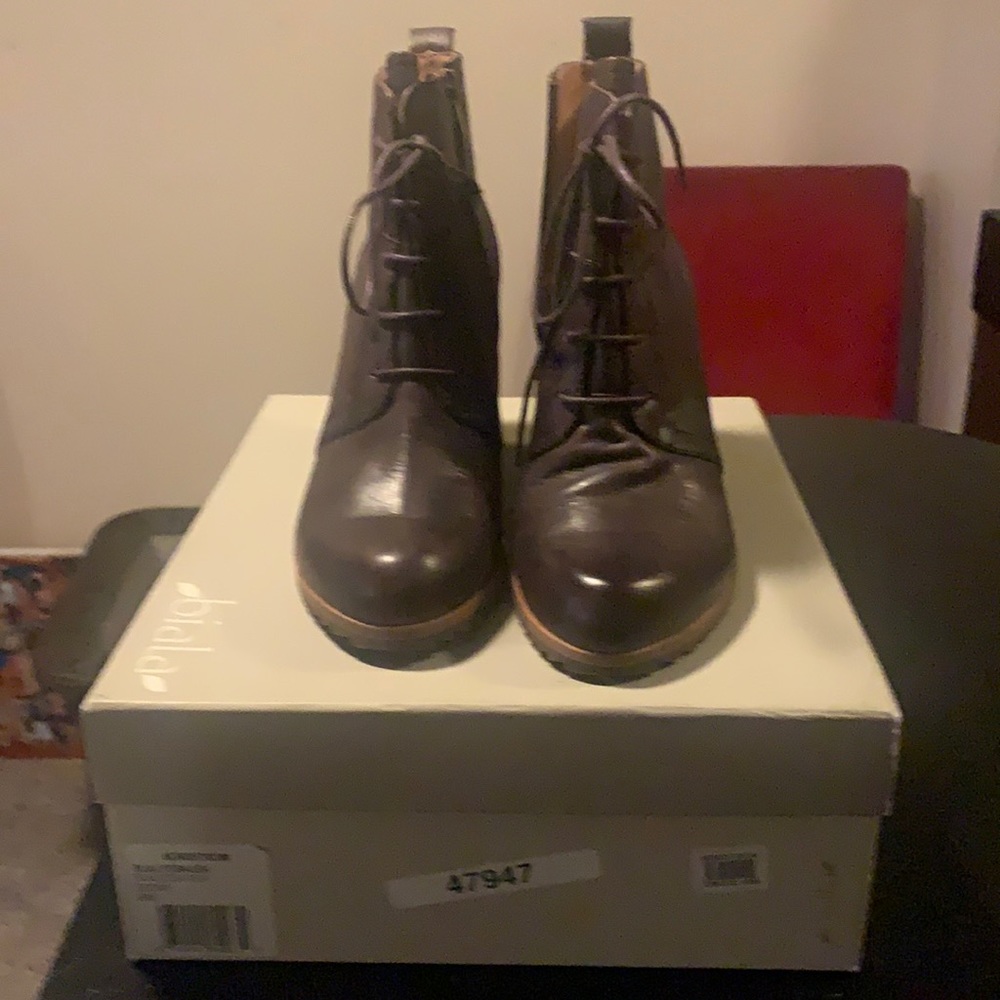 Brown leather boots